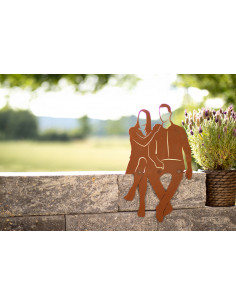 Verliebtes Pärchen als Kantenhocker - Edelrost - Höhe 38 cm 2