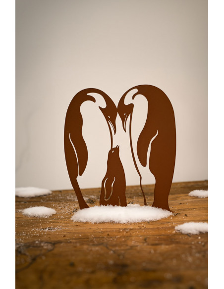 Pinguinfamilie aus Metall - Höhe 40 cm