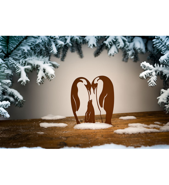 Pinguinfamilie aus Metall - Höhe 40 cm