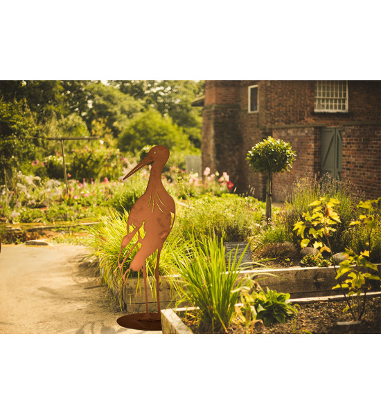 Großer, stehender Deko Storch aus Metall - Höhe 94 cm