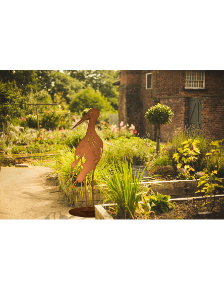 Großer, stehender Deko Storch aus Metall - Höhe 94 cm