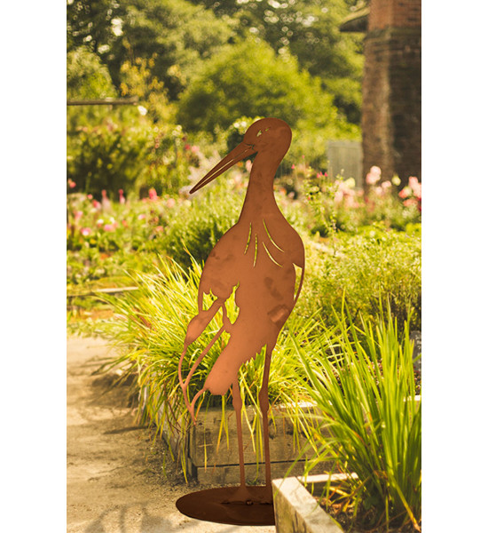 Großer, stehender Deko Storch aus Metall - Höhe 94 cm