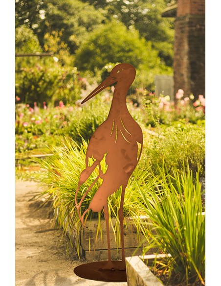 Großer, stehender Deko Storch aus Metall - Höhe 94 cm