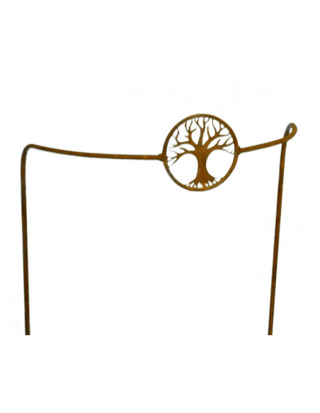 Staudenhalter Metall Edelrost Staudenhalter halbrund mit Rostbaum Höhe 80 cm Ø 50 cm Staudenhalter halbrund mit Baum als Motiv z