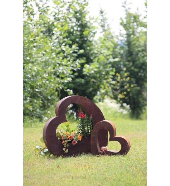 Herzige Dinge - Edelrost Dekoherzen Metallobjekt Herz klein Höhe 36,5  inkl. Teelichtglas Metallobjekt Herz klein Höhe 36,5  ink