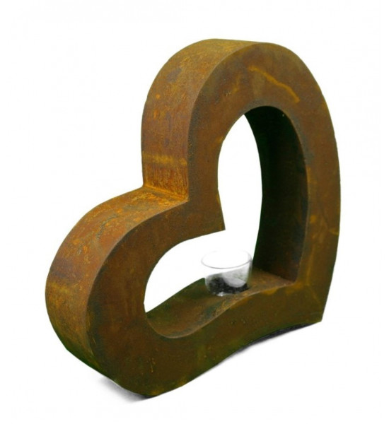 Herzige Dinge - Edelrost Dekoherzen Metallobjekt Herz klein Höhe 36,5  inkl. Teelichtglas Metallobjekt Herz klein Höhe 36,5  ink