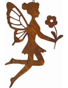 Deko zum Hängen Fee mit Blume fliegend - Mia - Höhe 18 cm - zum Hängen Fliegende Fee mit einer Blume zum Aufhängen für Deine ros
