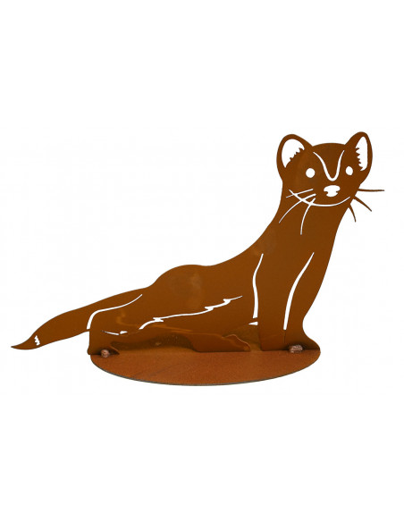 Kleines Deko Wiesel aus Edelrost - Breite 32 cm