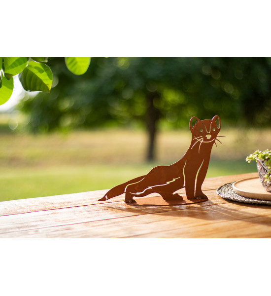 Kleines Deko Wiesel aus Edelrost - Breite 32 cm