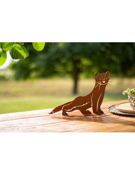 Kleines Deko Wiesel aus Edelrost - Breite 32 cm