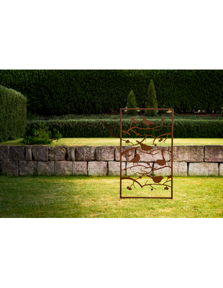 Metall Sichtschutzwand - Vögel auf Ästen - Höhe 185 cm