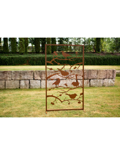Metall Sichtschutzwand - Vögel auf Ästen - Höhe 185 cm 2