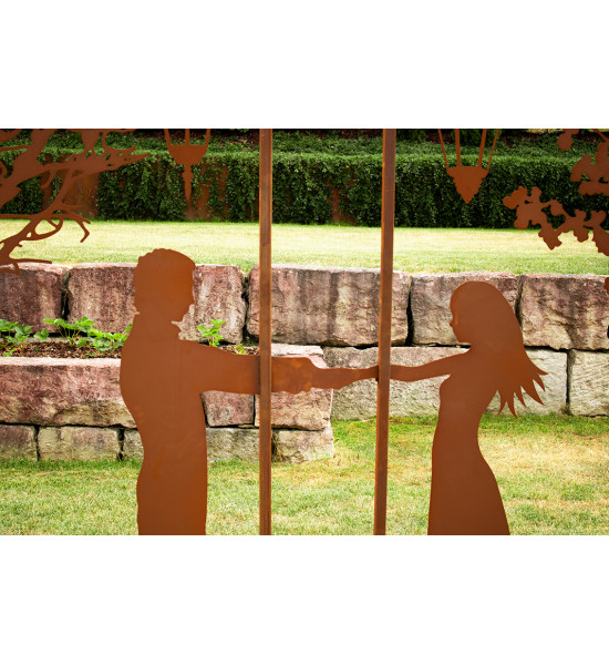 Metall Sichtschutzwand Set - Verliebtes Pärchen - Höhe 200 cm