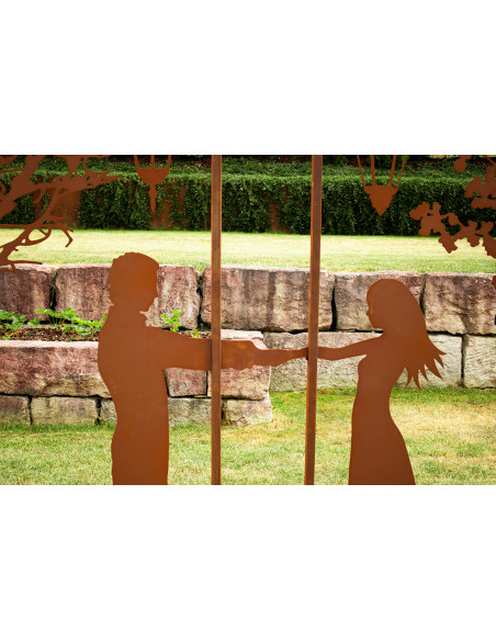 Metall Sichtschutzwand Set - Verliebtes Pärchen - Höhe 200 cm