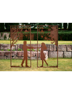 Metall Sichtschutzwand Set - Verliebtes Pärchen - Höhe 200 cm 2