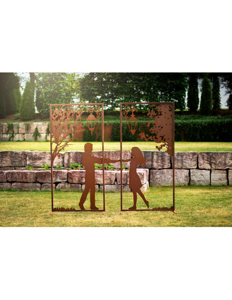 Metall Sichtschutzwand Set - Verliebtes Pärchen - Höhe 200 cm
