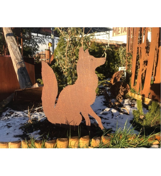 Tierstecker Edelrost Sitzender Fuchs auf Stab 60 cm Dekorativer Fuchs, sitzend auf Stab für Ihr Heim, Landhaus oder Garten
Höhe