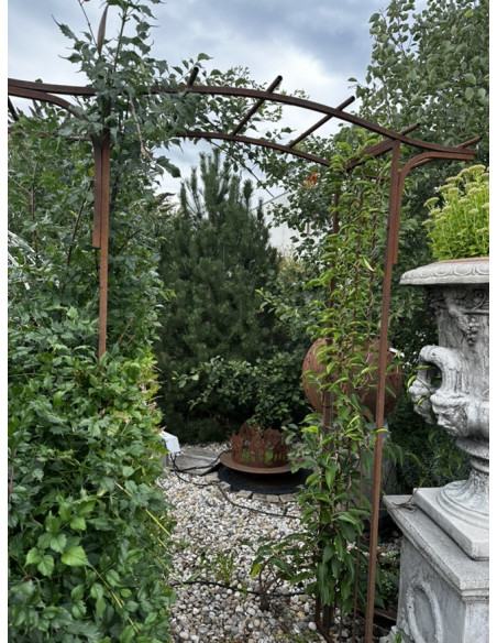 Rosenbogen Metall Rosenbogen Pergola 100 x 220 edelrost 
Höhe Durchgang 220 cm in der Mitte
Seiten 210 cm hoch
Breite 100 cm