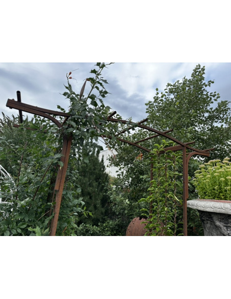 Rosenbogen Metall Rosenbogen Pergola 100 x 220 edelrost 
Höhe Durchgang 220 cm in der Mitte
Seiten 210 cm hoch
Breite 100 cm