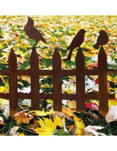 Edelrost Zaun mit Vögeln - atmosphärische Abtrennung für einen herrlichen Garten 2