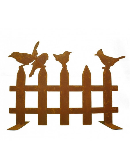 Gartendeko Rost 2er Set Vogelzaun mit Vögelchen auf Platte  - Breite je 60 cm 
Breite je Element 60 cm
Gesamtbreite 120 cm
Hü
