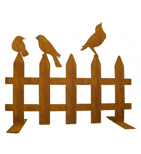 Gartendeko Rost 2er Set Vogelzaun mit Vögelchen auf Platte  - Breite je 60 cm 
Breite je Element 60 cm
Gesamtbreite 120 cm
Hü