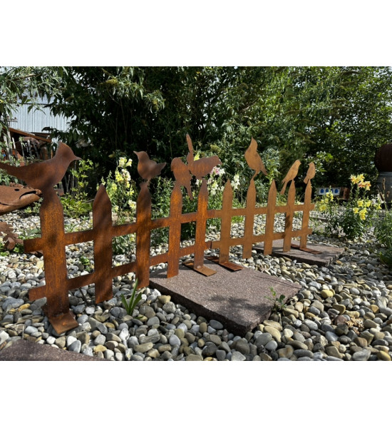 2er Set Vogelzaun mit Vögelchen auf Platte  -...