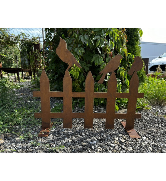 2er Set Vogelzaun mit Vögelchen auf Platte  -...