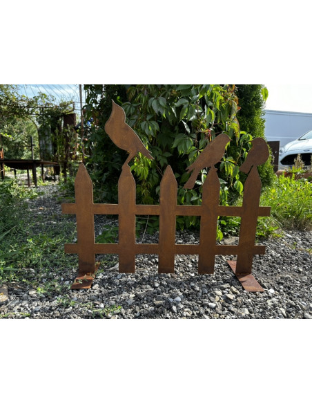 2er Set Vogelzaun mit Vögelchen auf Platte  - Breite je 60 cm