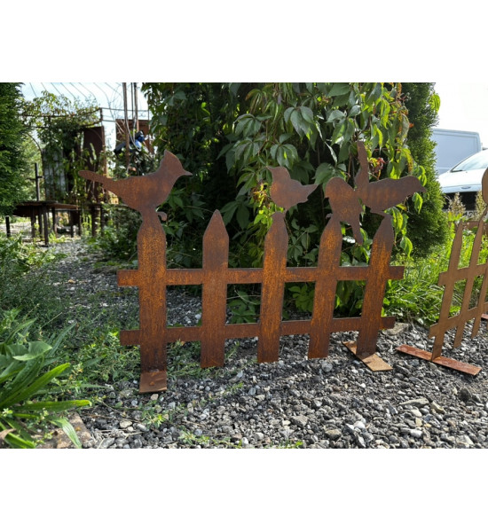 2er Set Vogelzaun mit Vögelchen auf Platte  -...