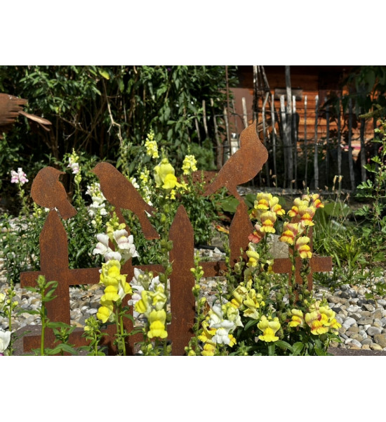 2er Set Vogelzaun mit Vögelchen auf Platte  -...