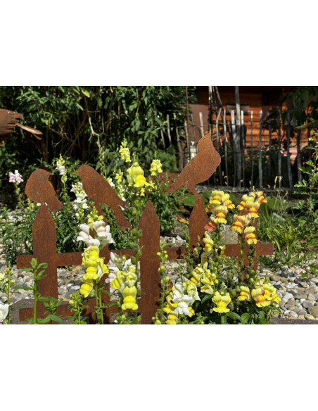 2er Set Vogelzaun mit Vögelchen auf Platte  - Breite je 60 cm