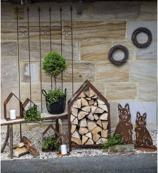 Deko Hunde Schäferhund Figur Metall Hund - Nala - groß  36 x 60 cm Deko Schäferhund aus Metall mit einer stabielen Standplatte f