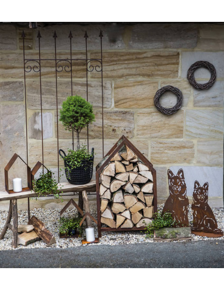 Deko Hunde Schäferhund Figur Metall Hund - Nala - groß  36 x 60 cm Deko Schäferhund aus Metall mit einer stabielen Standplatte f