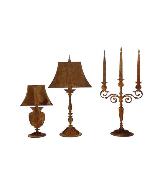 Lampen in Edelrost Lampe hoch auf Platte - Höhe 55 cm - flach 
Edelrost Lampe zum Stellen auf einer Standplatte.
Höhe 55 cm