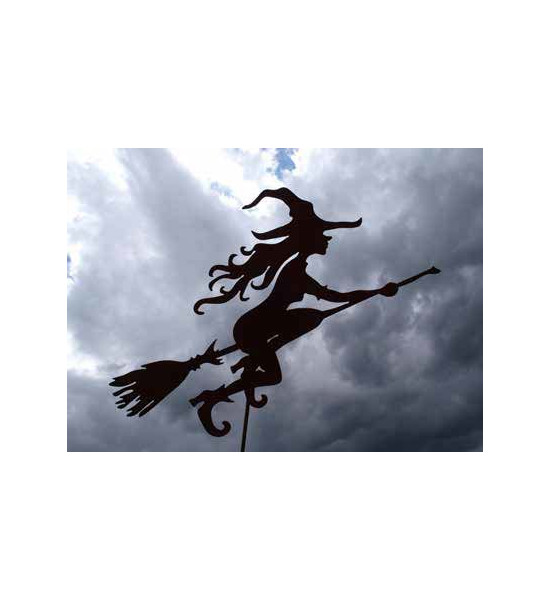 Hexen, Elfen, Drachen und Mystisches Gartenstecker - Junge Hexe - auf Besen 60 cm zzgl. Stab 100 cm Unsere junge Hexe ist gerade