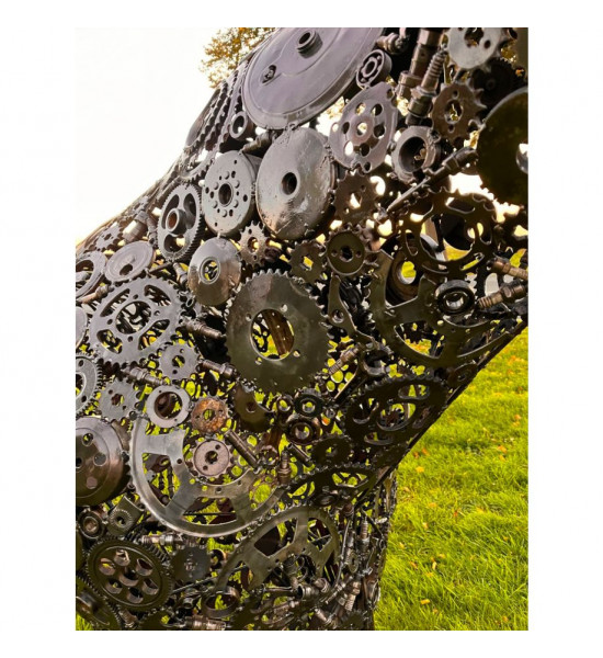 Metallkunst XXL Lebensgroßer XL Deko Stier - Torro - nach oben schauend Länge 290 cm - Höhe 180 cm Lebensgroßer Metall Stier - T