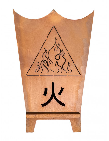 Feuerschalen und Feuerkörbe Feuerkorb mit den 4 Elemente - Feuer - Wasser - Erde - Luft - Höhe 64 cm Feuerkorb aus Edelrost mit 