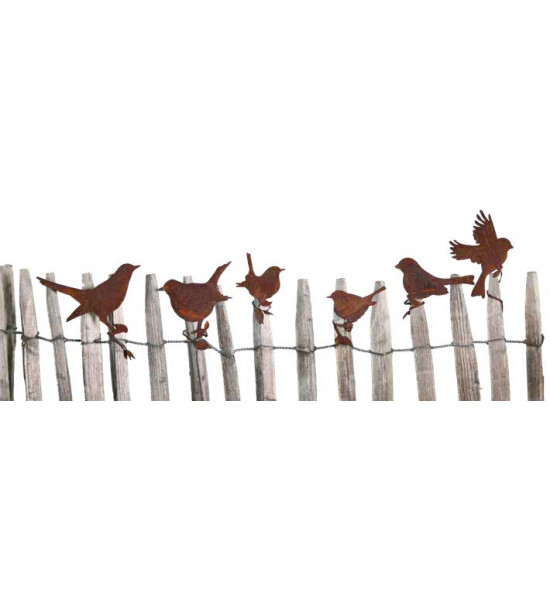 Windlichte und Kerzenhalter für Weihnachten Edelrost Vogel 'dicke Amsel ' mit Befestigungsband für Ast Höhe 13 cm und Teelichtha