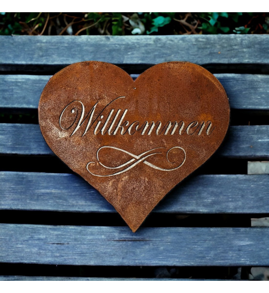 Herzige Dinge - Edelrost Dekoherzen Metall Deko Herz - Willkommen - 30 cm breit Breite 30 cm
Höhe 27 cm