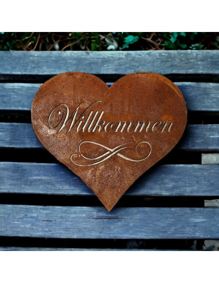 Herzige Dinge - Edelrost Dekoherzen Metall Deko Herz - Willkommen - 30 cm breit Breite 30 cm
Höhe 27 cm