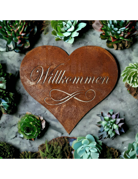 Herzige Dinge - Edelrost Dekoherzen Metall Deko Herz Willkommen 25 cm breit Schönes Edelrost-Herz zur Dekoration von Heim, Garte Herzige Dinge - Edelrost Dekoherzen Metall Deko Herz Willkommen 25 cm breit Schönes Edelrost-Herz zur Dekoration von Heim, Garte