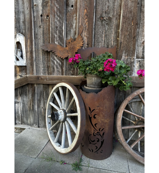 runde Rostsäulen Rostsäule - Lichterzauber, Höhe 123 cm, mit Zwischenboden Schöne, runde Säule aus Edelrost zum bepflanzen oder 