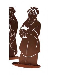 Weihnachtsdeko König Caspar Höhe 120 cm - Krippen Figur - Heilige Drei Könige auf Standplatte - massiv 3 mm Materialstärke König