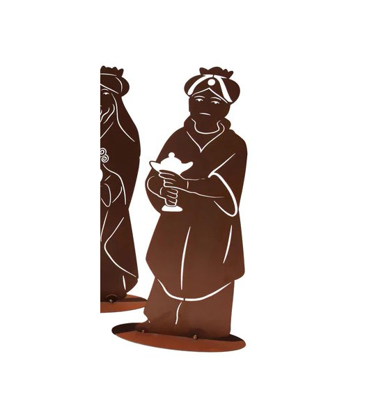 Weihnachtsdeko König Caspar Höhe 120 cm - Krippen Figur - Heilige Drei Könige auf Standplatte - massiv 3 mm Materialstärke König