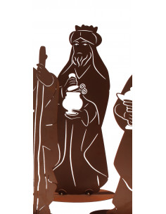 Weihnachtsdeko König Balthasar  Höhe 120 cm - Krippen Figur - Heilige Drei Könige auf Standplatte - massiv 3 mm Materialstärke K
