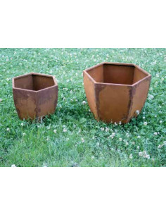 Blumentöpfe - Pflanztöpfe in Edelrost Blumentopf Übertopf - Seipentola - 6-Eck - Höhe 40 cm 
Höhe 40 cm
Breite 35 cm
 2