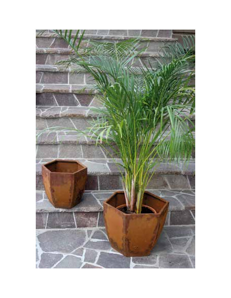 Blumentöpfe - Pflanztöpfe in Edelrost Blumentopf -  Seipentola - 6-Eck - Höhe 30 cm - Übertopf Metall Rost 
Höhe 30 cm
Breite 