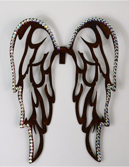 Wohnen - Edelrost Wohndeko filigrane Flügel nach unten zum Einhängen in Gläser Höhe 18 cm 
Flügel filigran, zum Einhängen in Va