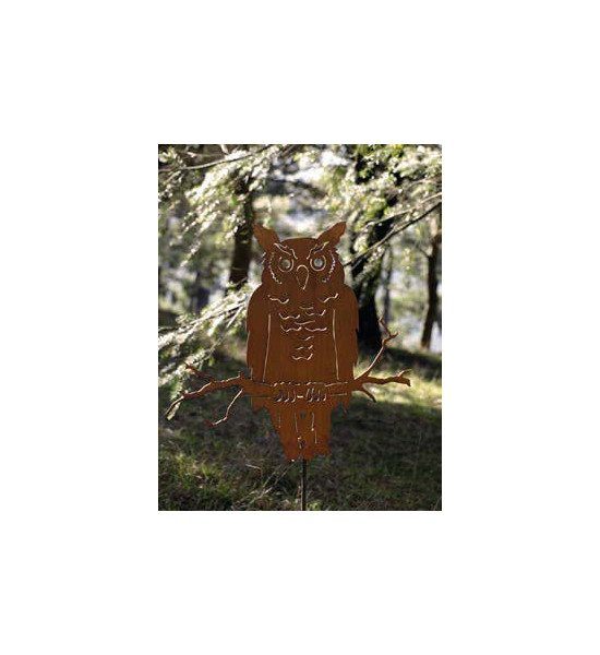 Deko Eulen Deko Eule sitzend auf Ast - lebensgroß - Gartenstecker Höhe 153 cm Gartenstecker Eule sitzend auf Ast - lebensgroß -